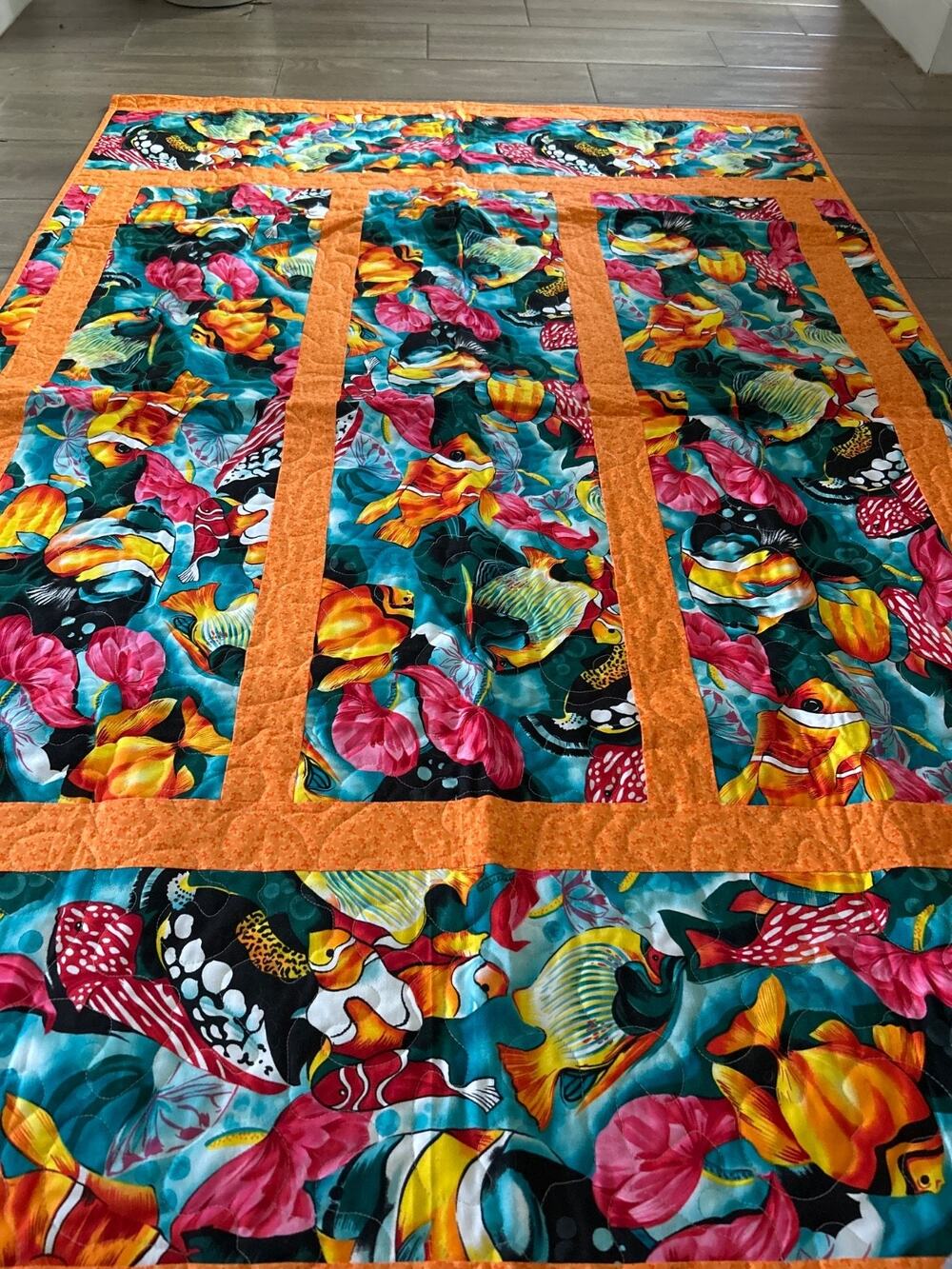 Vibrant Quilt 61x41" featuring Sealife